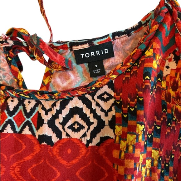 Torrid Challis Braided Sleeveless Tank In Elegant Geo Tiles Adj Straps Size 3 3X - Picture 8 of 13